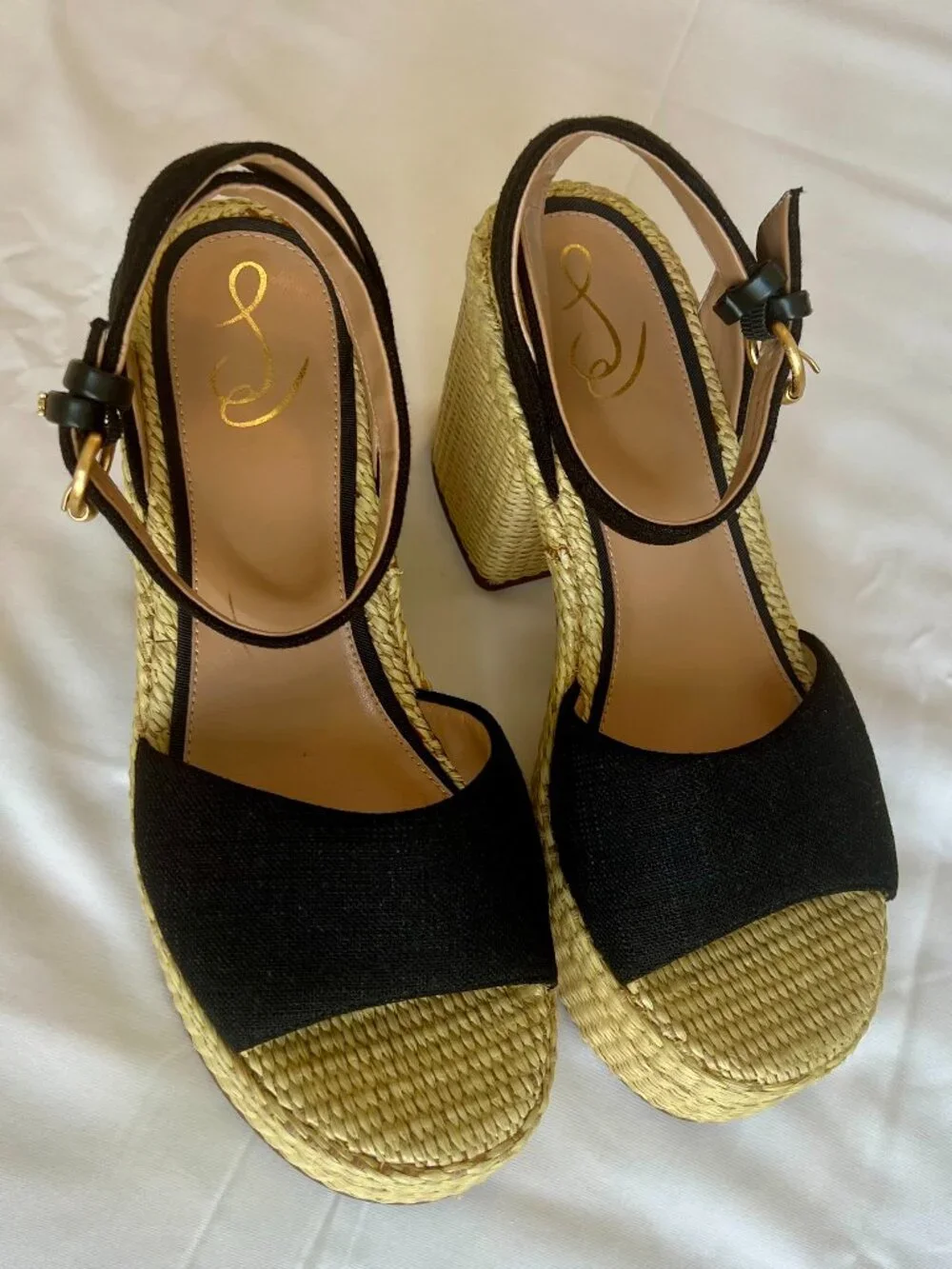 Sam Edelman Immie Platform Heels Espadrille Black Sandals Black Size 10